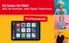 Drei lächelnde Senioren halten Tablets, Text: Sie haben die Wahl: WAZ im Premium- oder Digital-Paket lesen, EasyTab geschenkt!
