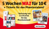 Text: 5 Wochen Zeitung für 10 € inklusive Tickets für das Phantasialand, Verlosung von 5x4 Karten